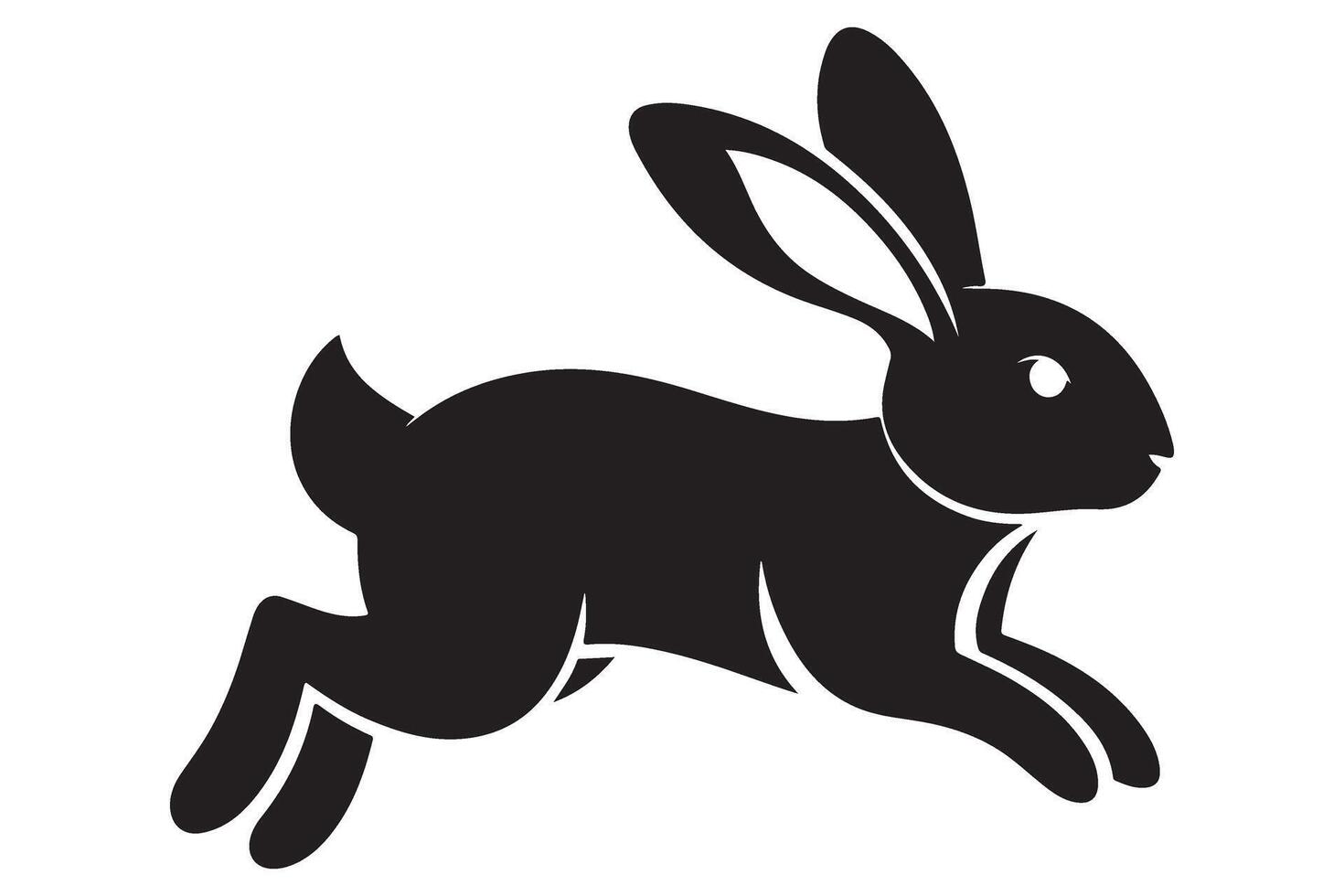 Rabbit hopping silhouette simple animal illustration design element vector