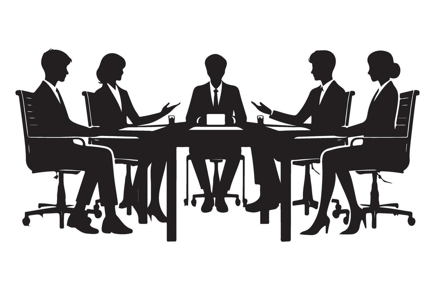 Business Meeting Silhouette Collaboration and Teamwork Illustration vector