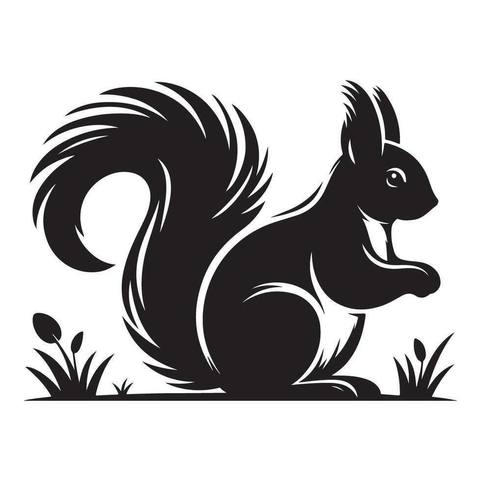 Squirrel silhouette enjoying its natural habitat with playful curiosity vector