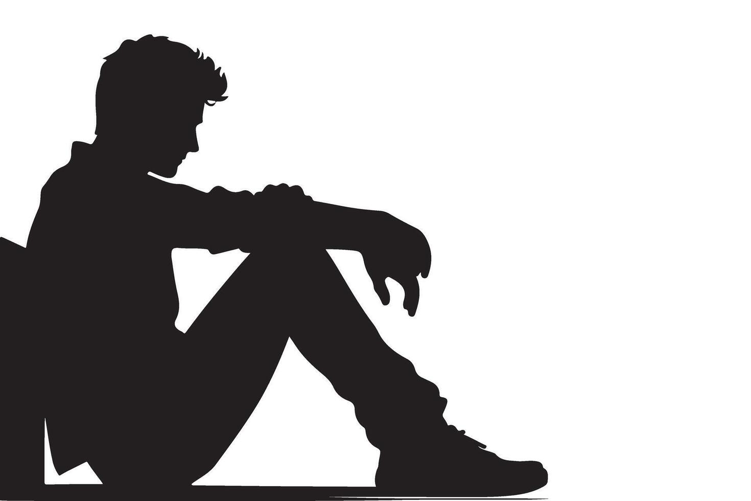 Sad Teen Silhouette Art Representing Depression and Isolation vector