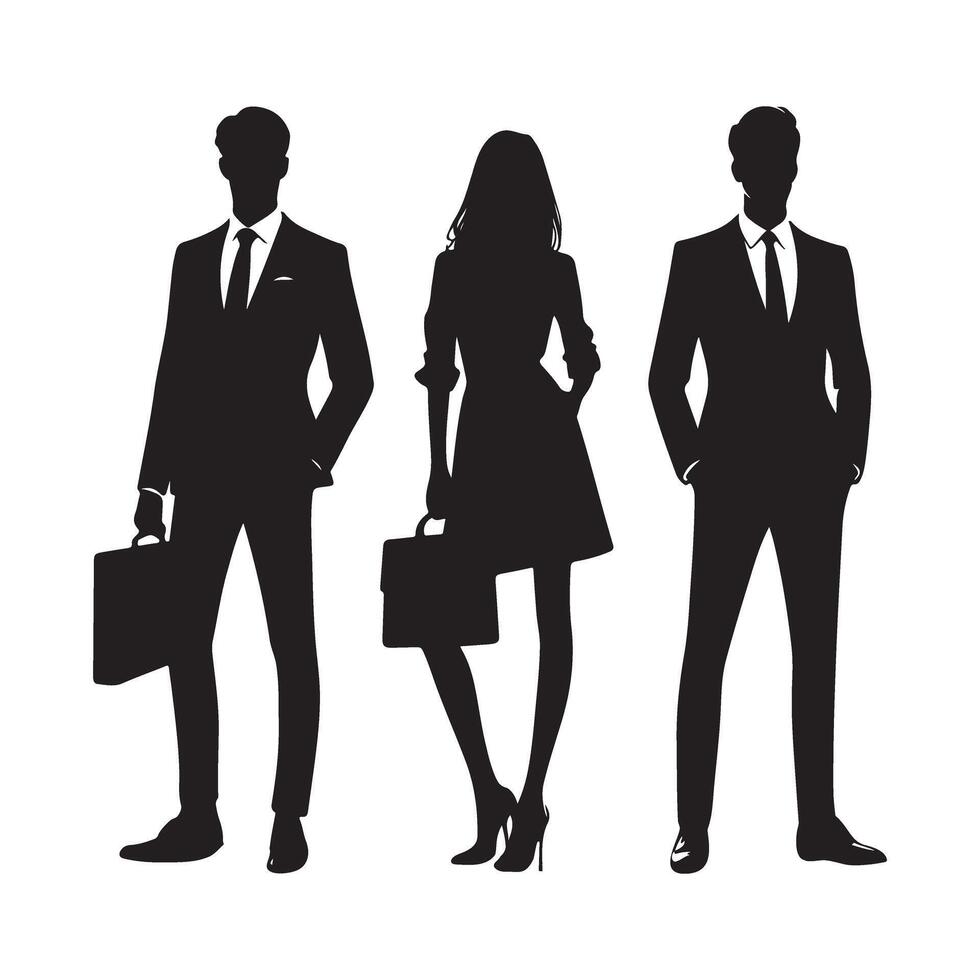 Professional silhouette diverse team of business people illustration vector