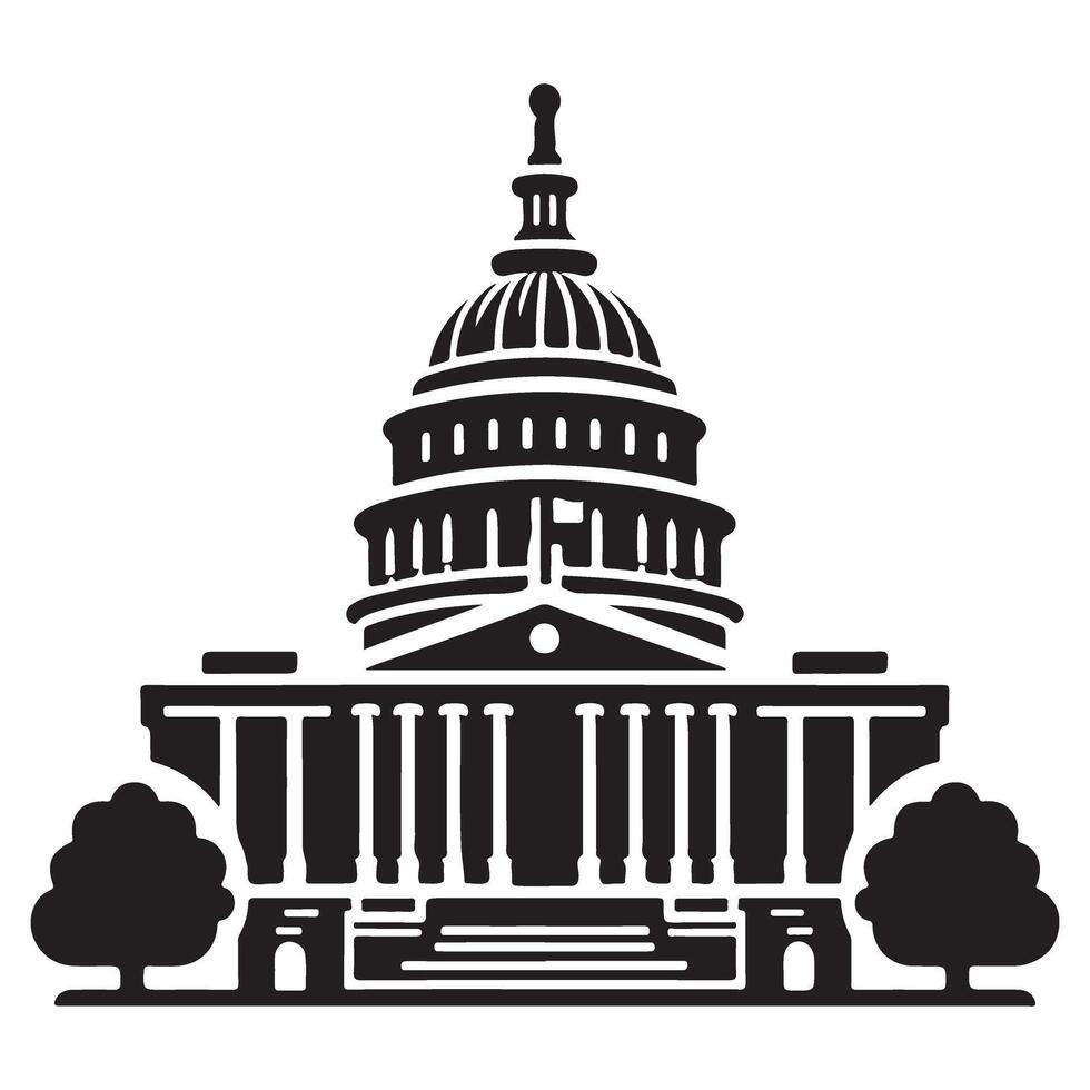 Capitol Building Silhouette Illustration of Landmark Architecture vector