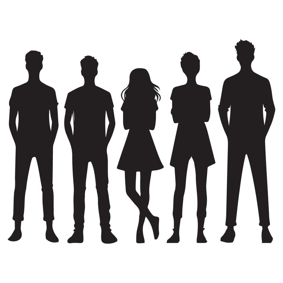 Silhouette Group of People Illustration for Team Community and Collaboration vector