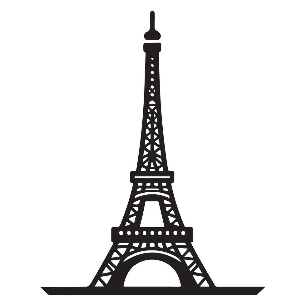 Eiffel Tower Silhouette Symbol of Paris Romance and Illustration vector