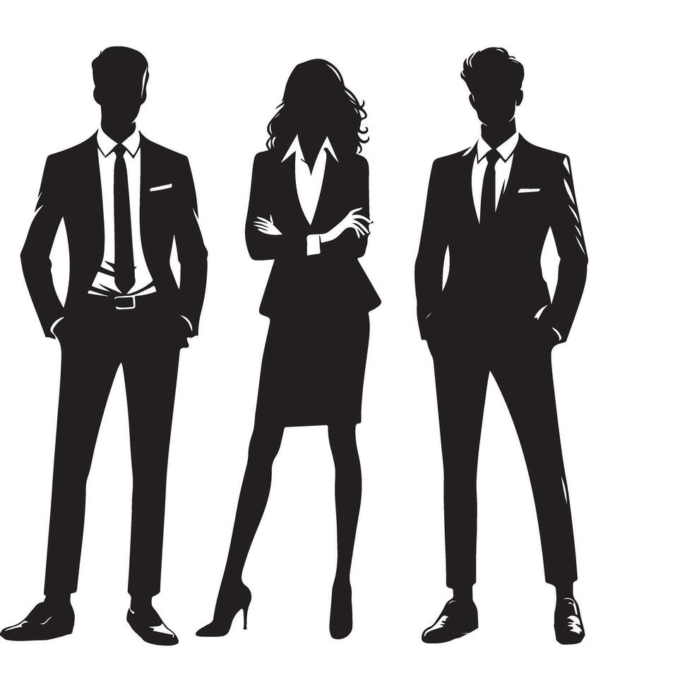 Professional Business Team Silhouette People Standing Illustration vector