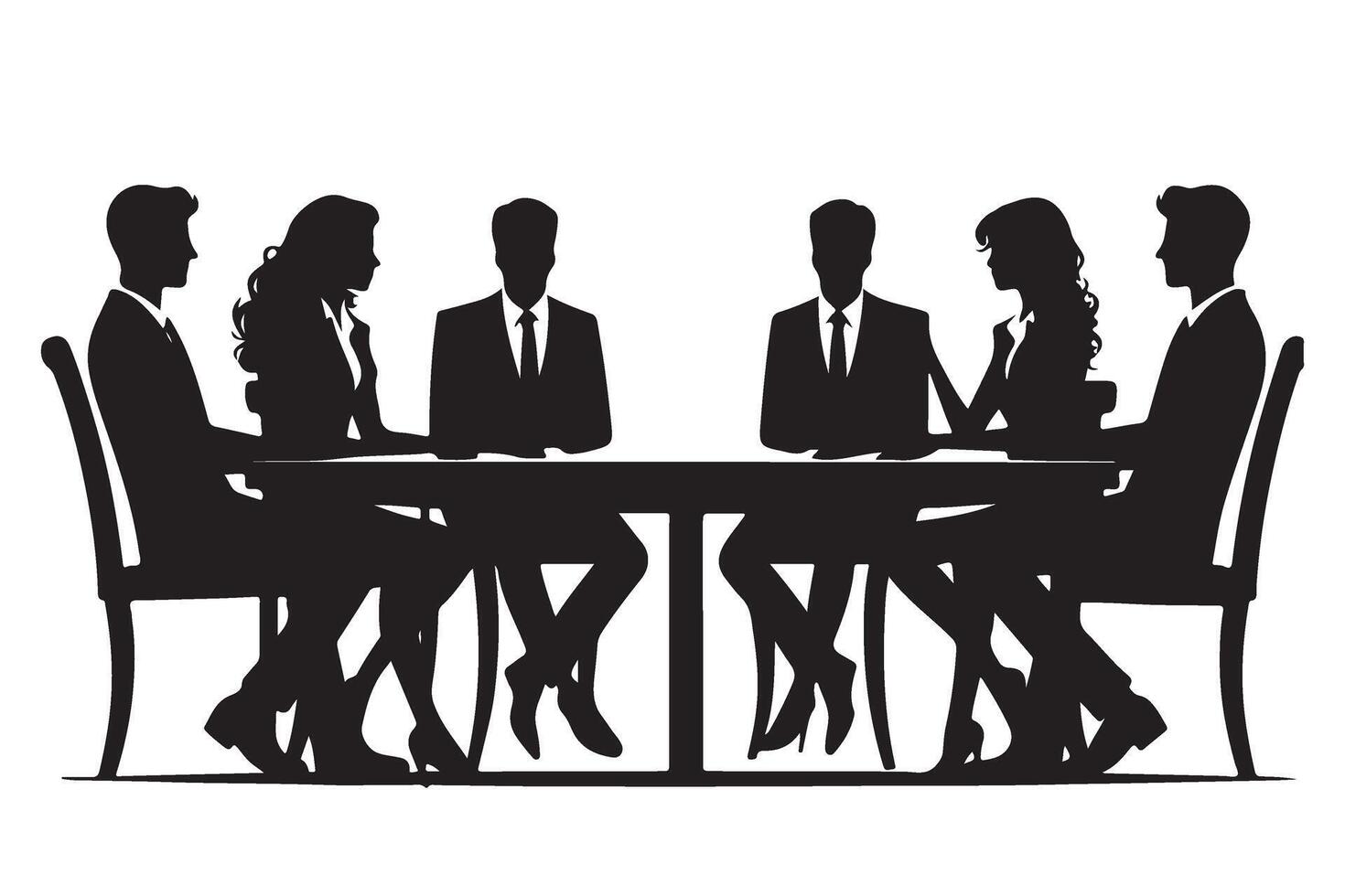 Professional business meeting silhouette at conference table for discussion vector