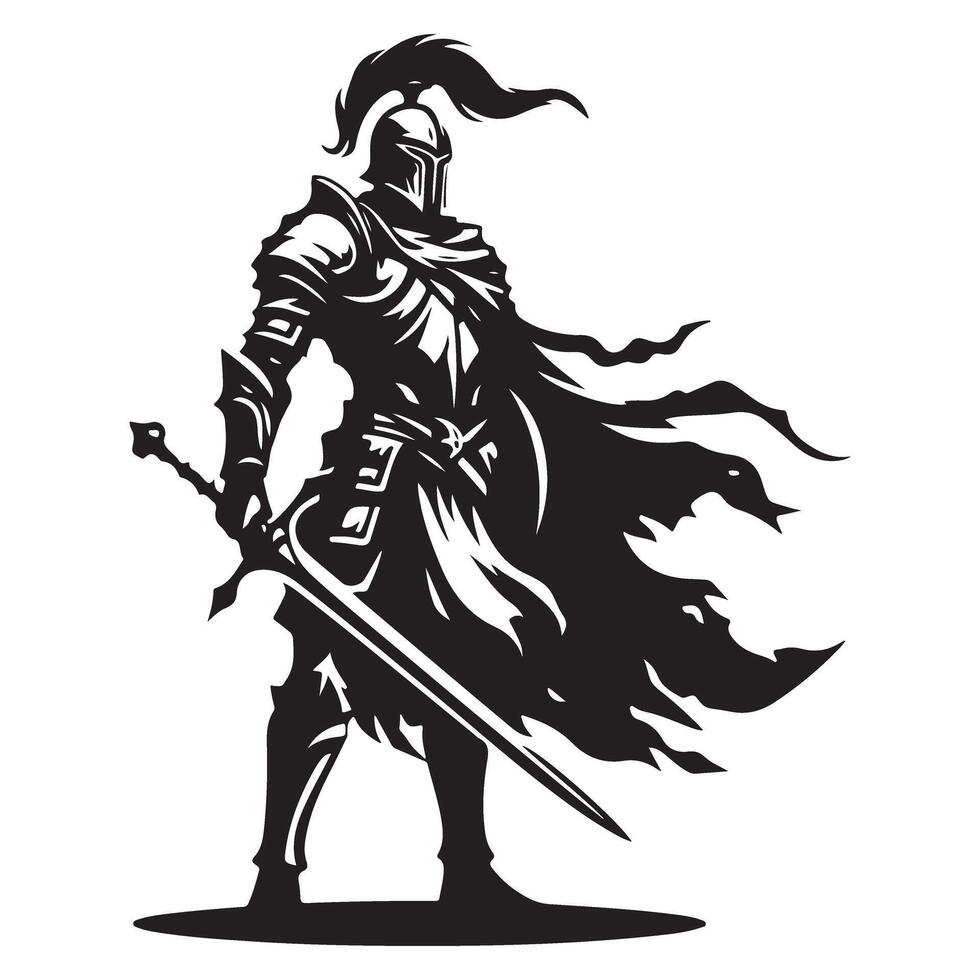 Powerful Knight Illustration Graphic Warrior Ready for Battle vector