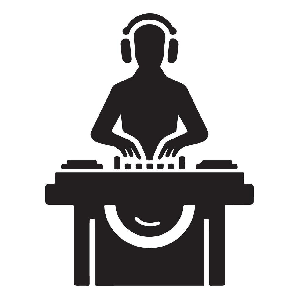 DJ Mixing Silhouette Illustration for Music, Entertainment, and Nightlife vector
