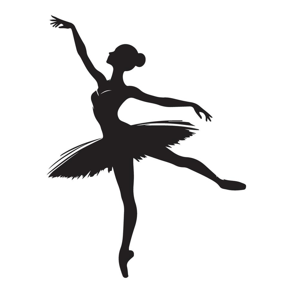 Elegant ballerina silhouette in arabesque pose for graceful performance illustration vector