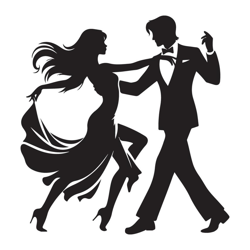 Elegant Tango Dancing Couple Silhouette for Passionate Event Designs vector
