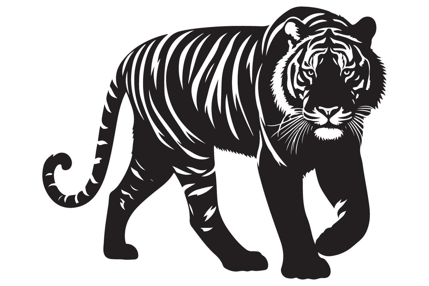 Tiger Silhouette Image Capturing Strength and Grace vector