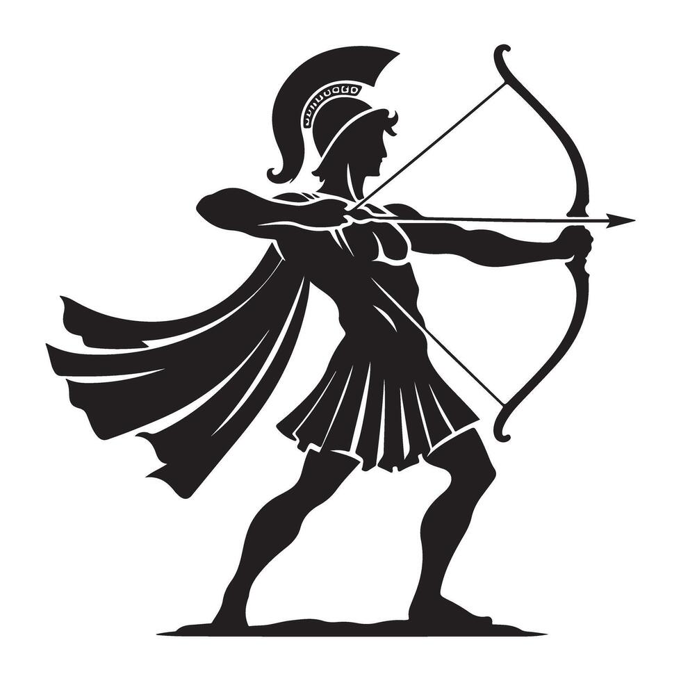 Archer Silhouette Drawing Illustration Aspiration And Strong Person Image vector