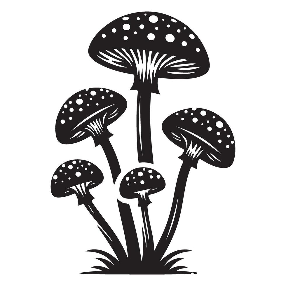 Detailed Mushroom Silhouette Graphic for Nature and Fungi Enthusiasts vector