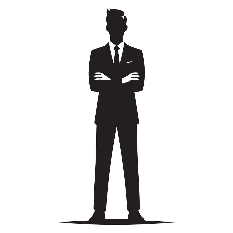 Confident Businessman Silhouette Graphic Illustration Design Template vector