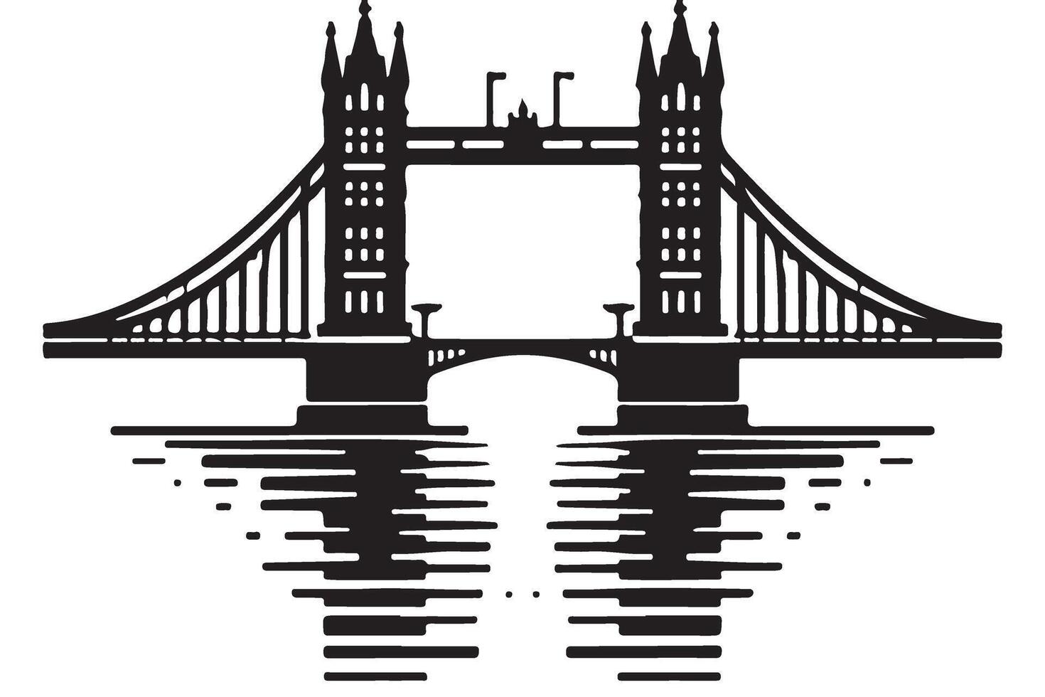 Silhouette of London Tower Bridge illustration for tourism websites vector