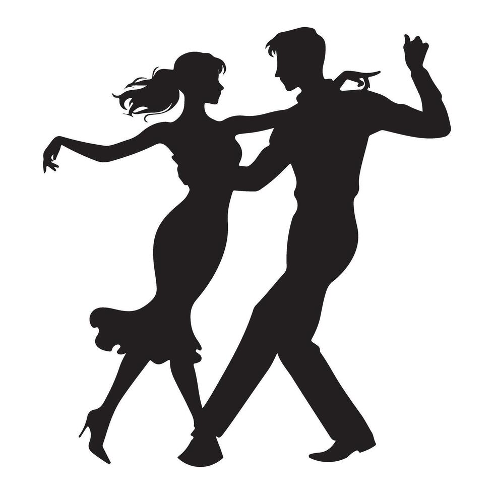 Silhouette Couple Dancing Illustration For Romantic Designs vector