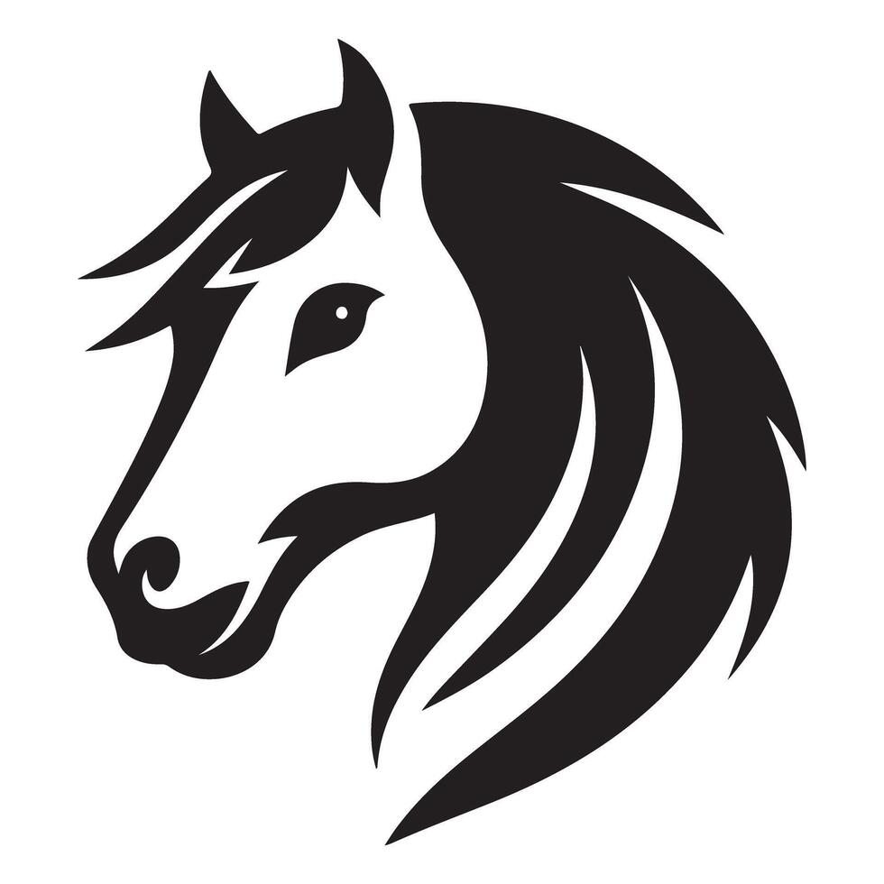 Powerful Horse Head Black and White Illustration Graphic Design vector