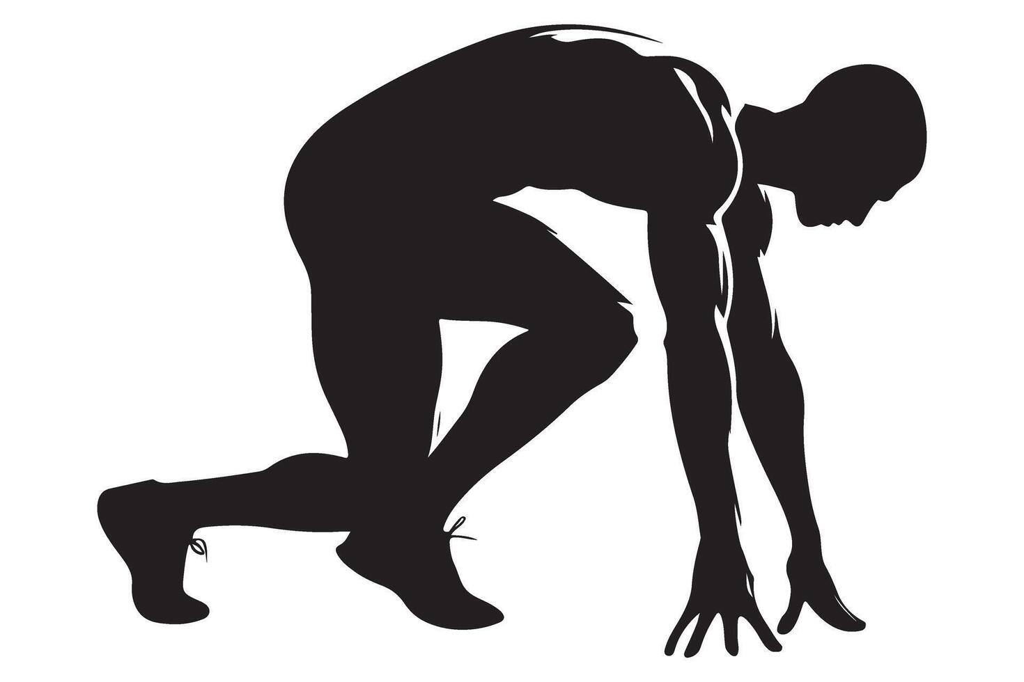 Sprinter Silhouette Athlete Ready to Run Starting Position Illustration vector