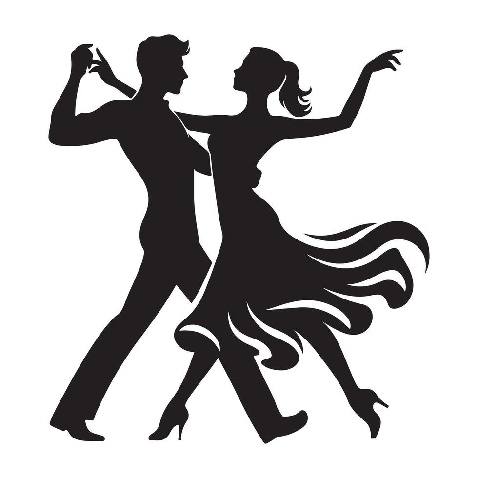 Ballroom Dancing Couple Silhouette Illustration for Events and Designs vector