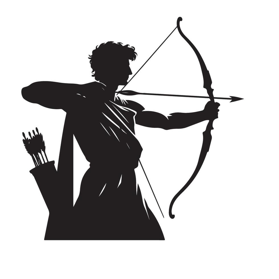 Powerful archer illustration with bow and arrow design vector