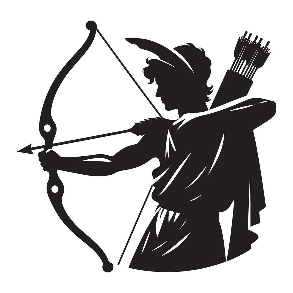 Apollo illustration drawing bow and arrow image design vector