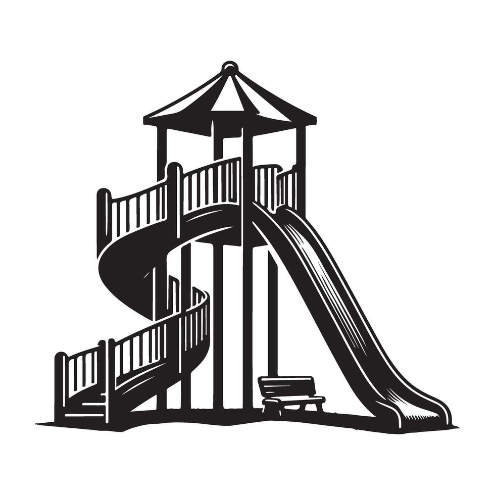 Playground Illustration Design A Children's Slide And Climb Spot vector