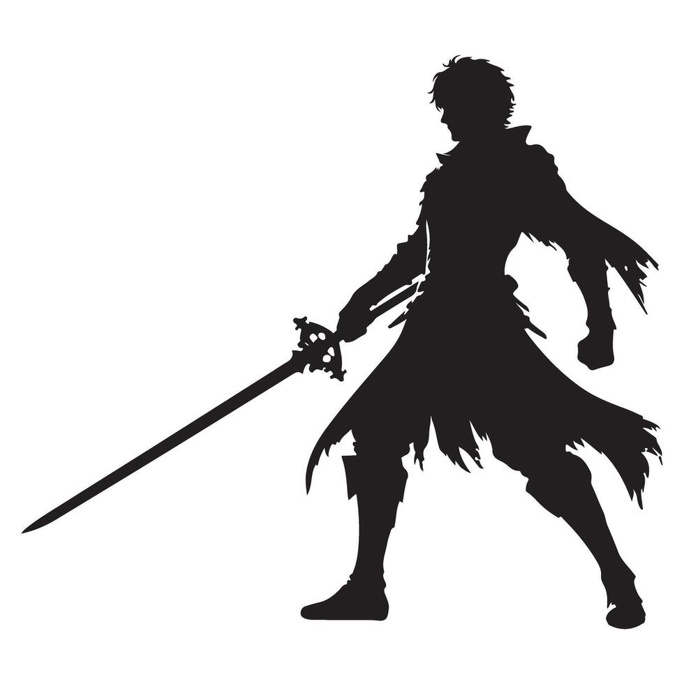 Silhouette Swordsman Illustration Perfect For Fantasy Game Design vector