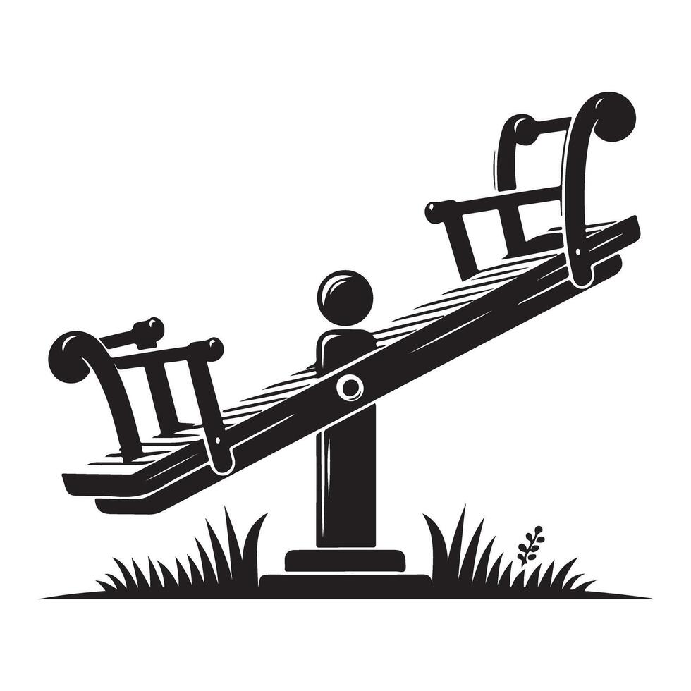 Playground seesaw illustration showing balance and fun kids activity vector