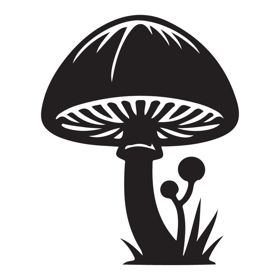 Mushroom Silhouette Illustration Woodland Fungus Nature Icon Design vector