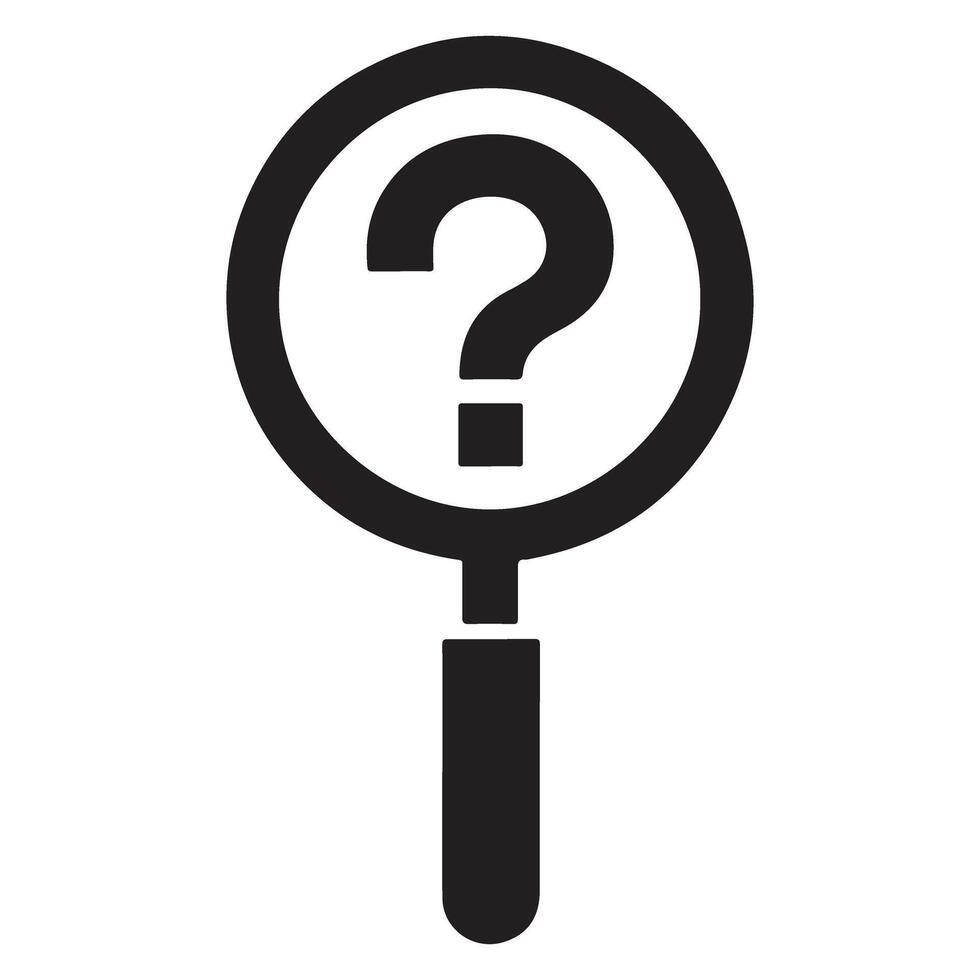 Question Mark in Magnifying Glass Silhouette for Mystery Concepts vector