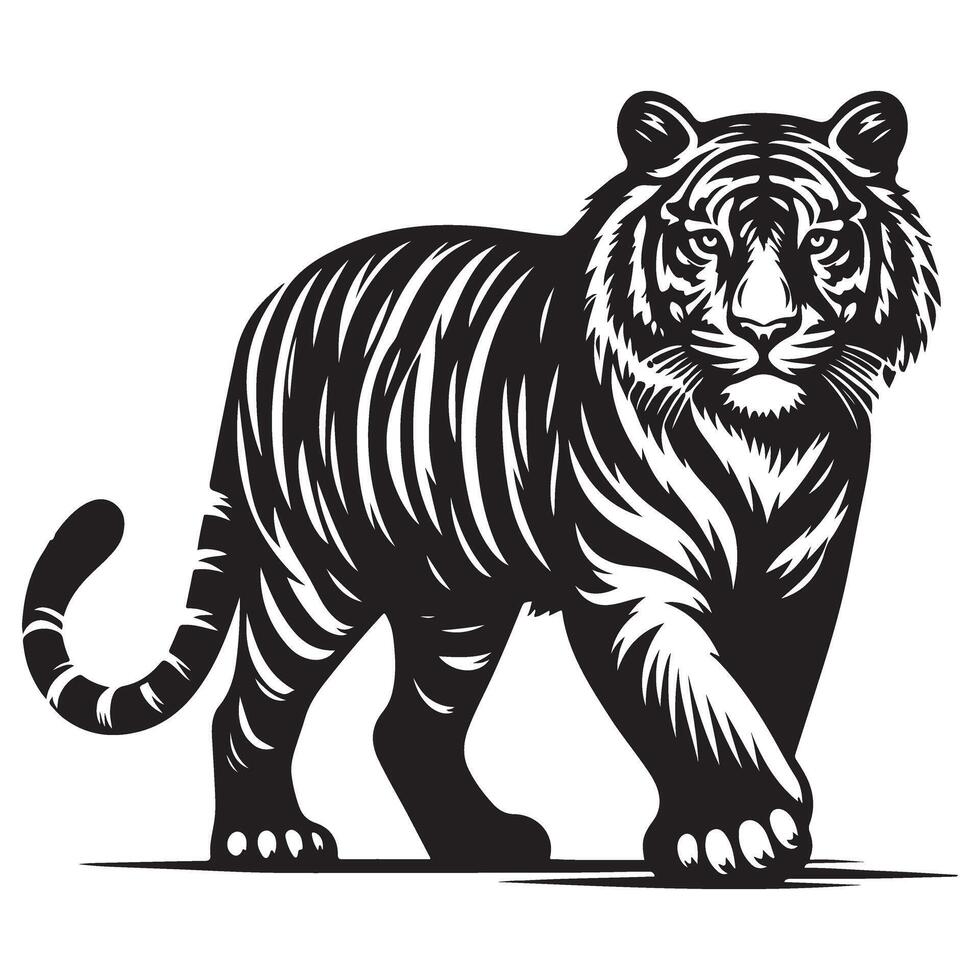 Tiger Silhouette Art Wildlife Predator Carnivore Animal Design vector