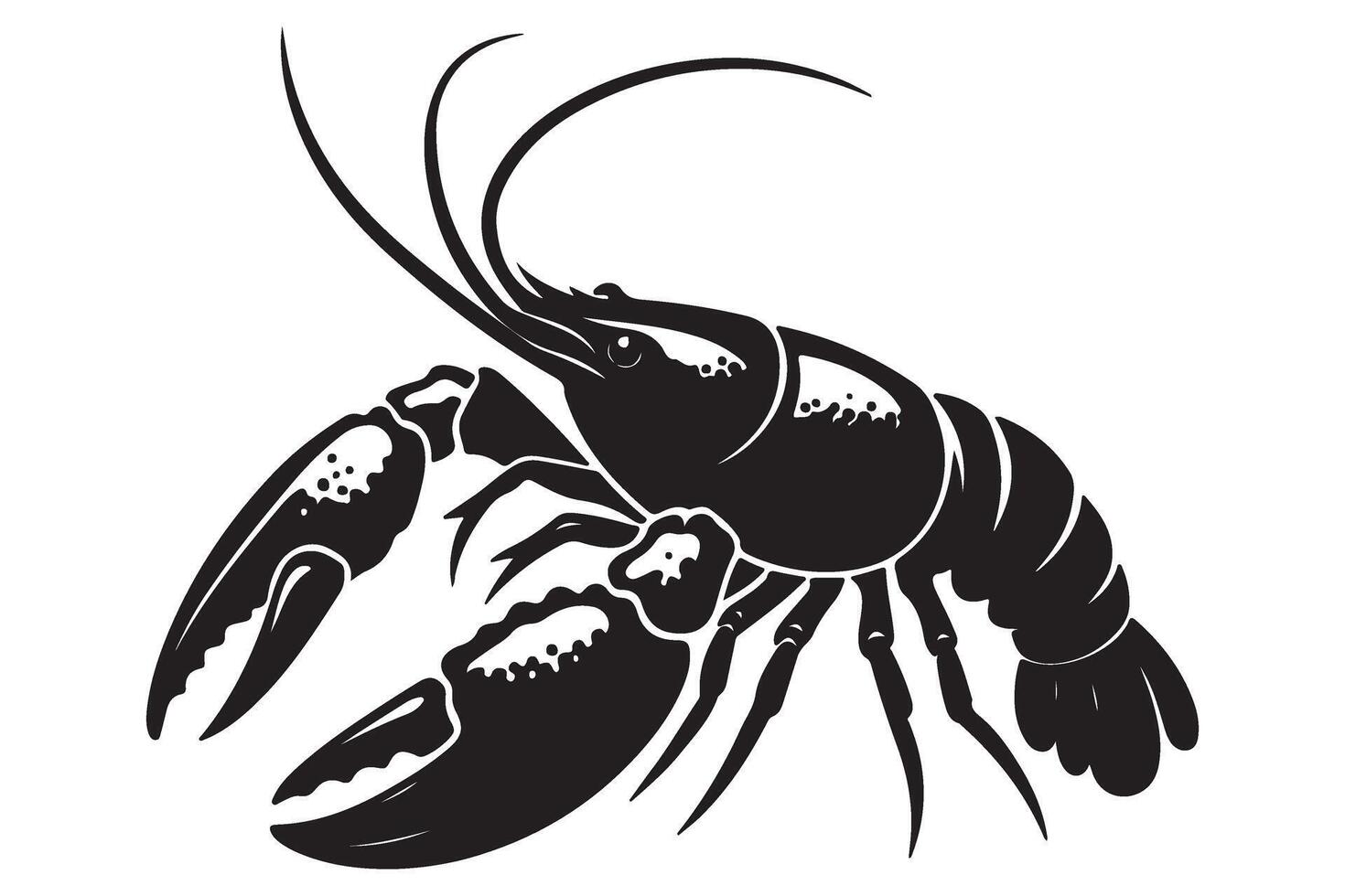 Crayfish Silhouette Illustration for Seafood Cuisine Projects vector
