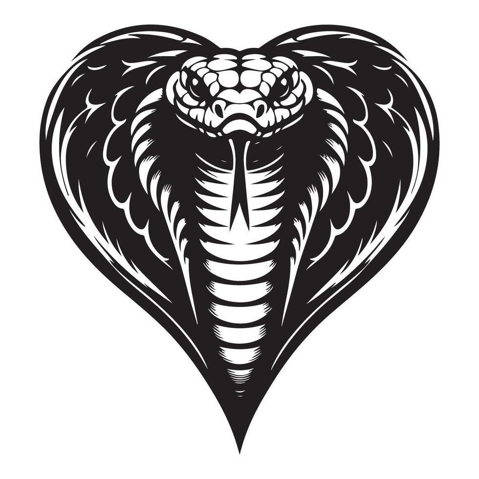 Silhouette of Cobra snake with heart shaped head illustration vector