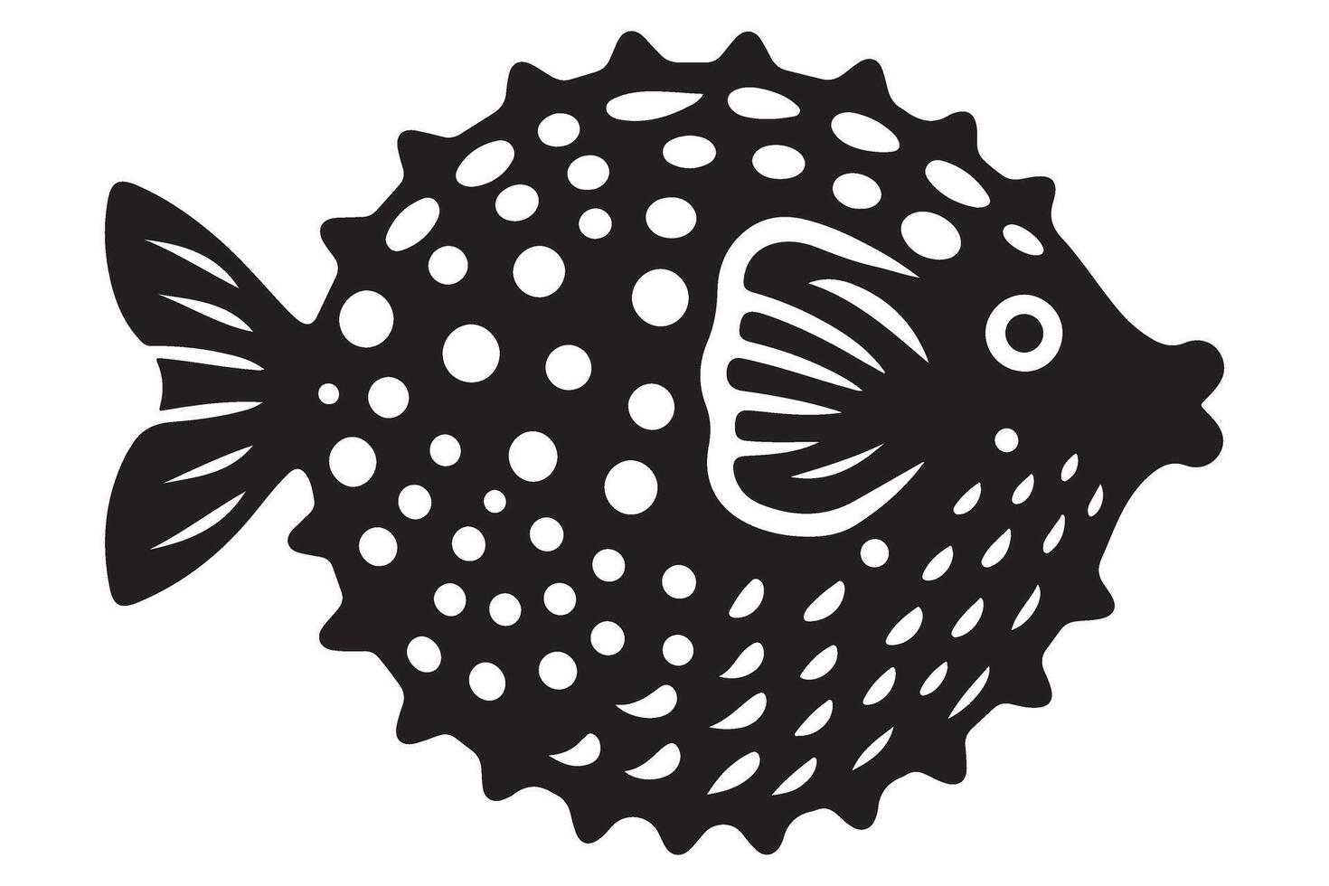 Spotted Pufferfish Illustration Marine Life Graphic Design Art vector