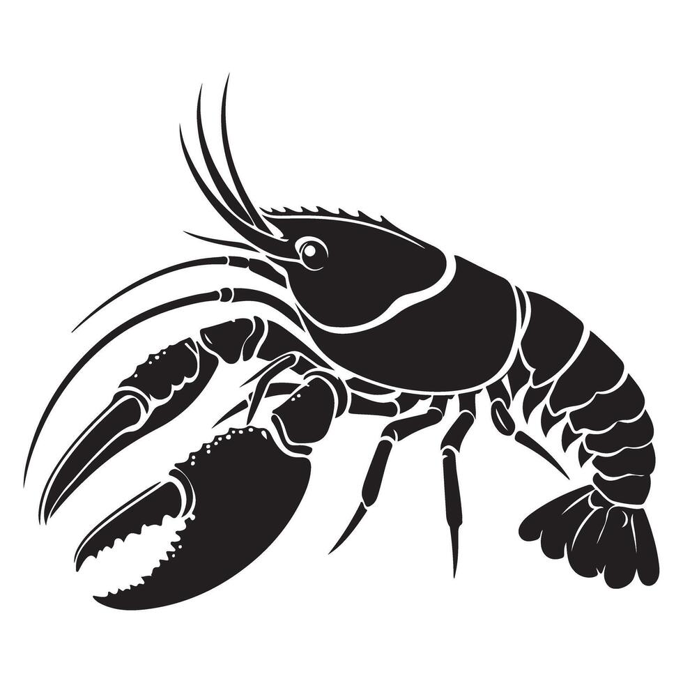 Crawfish Silhouette Design A Beautiful Crustacean Illustration Art vector