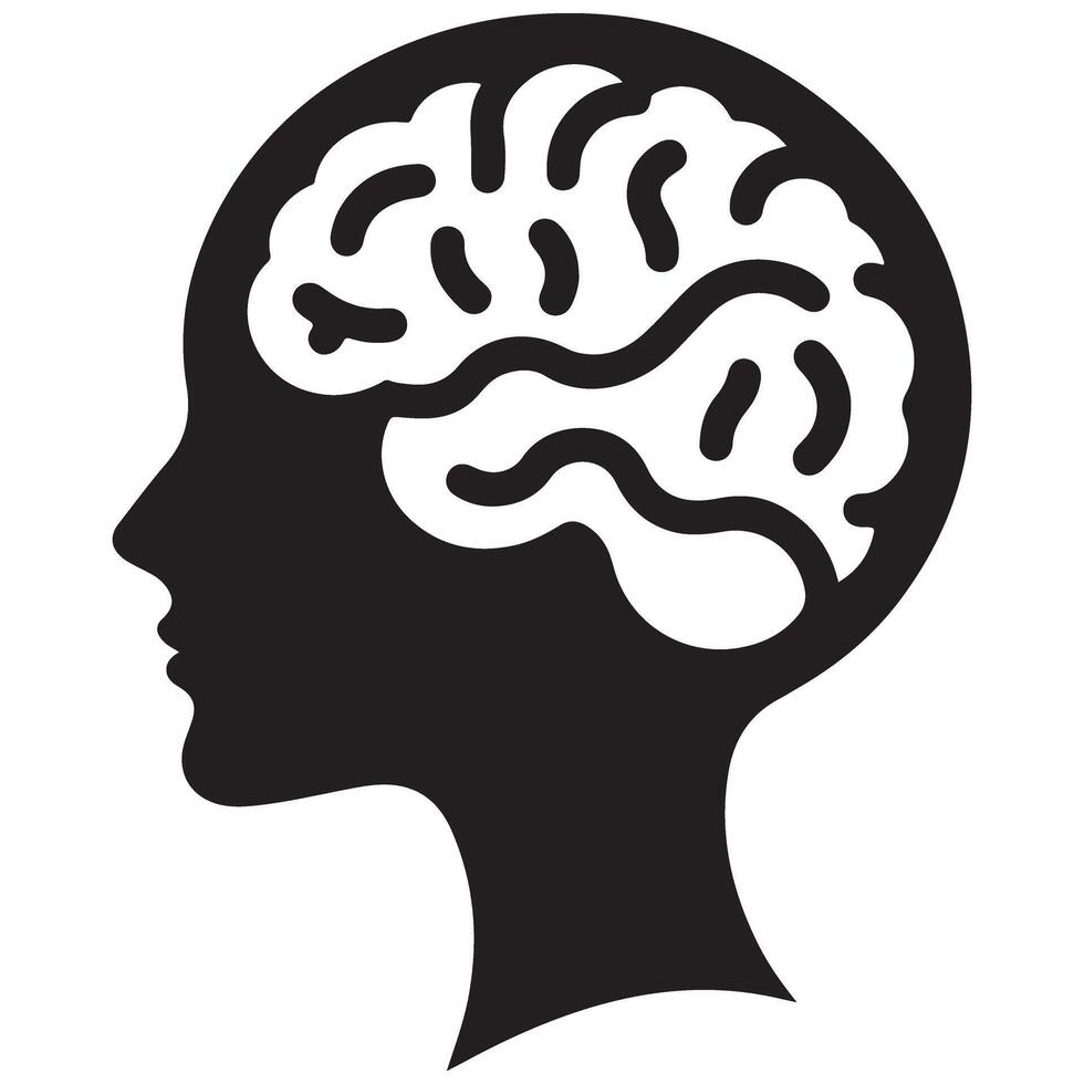 Simple Brain Silhouette Illustration for Educational Projects vector
