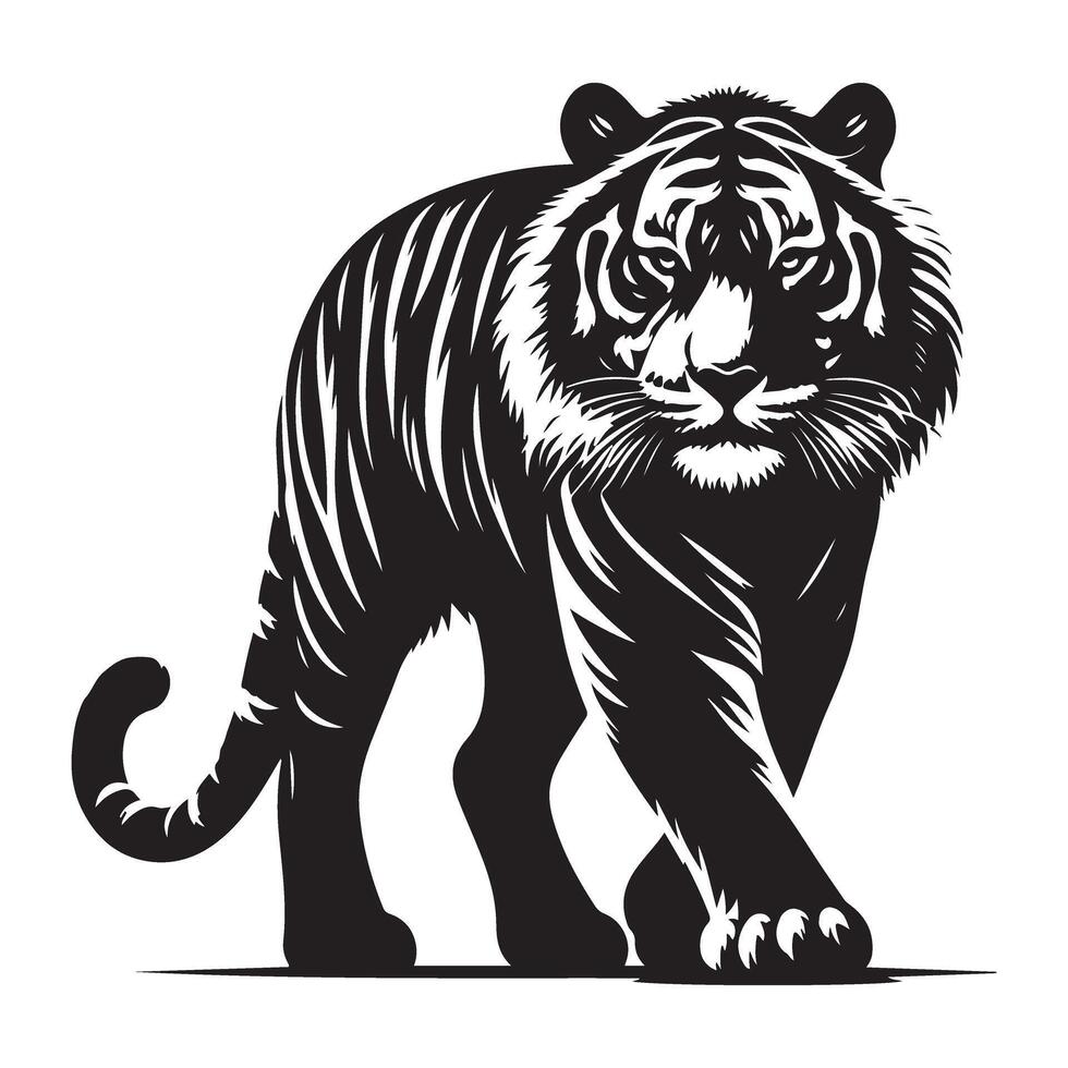 Majestic Tiger Silhouette Artwork Representing Wildlife Power and Grace vector