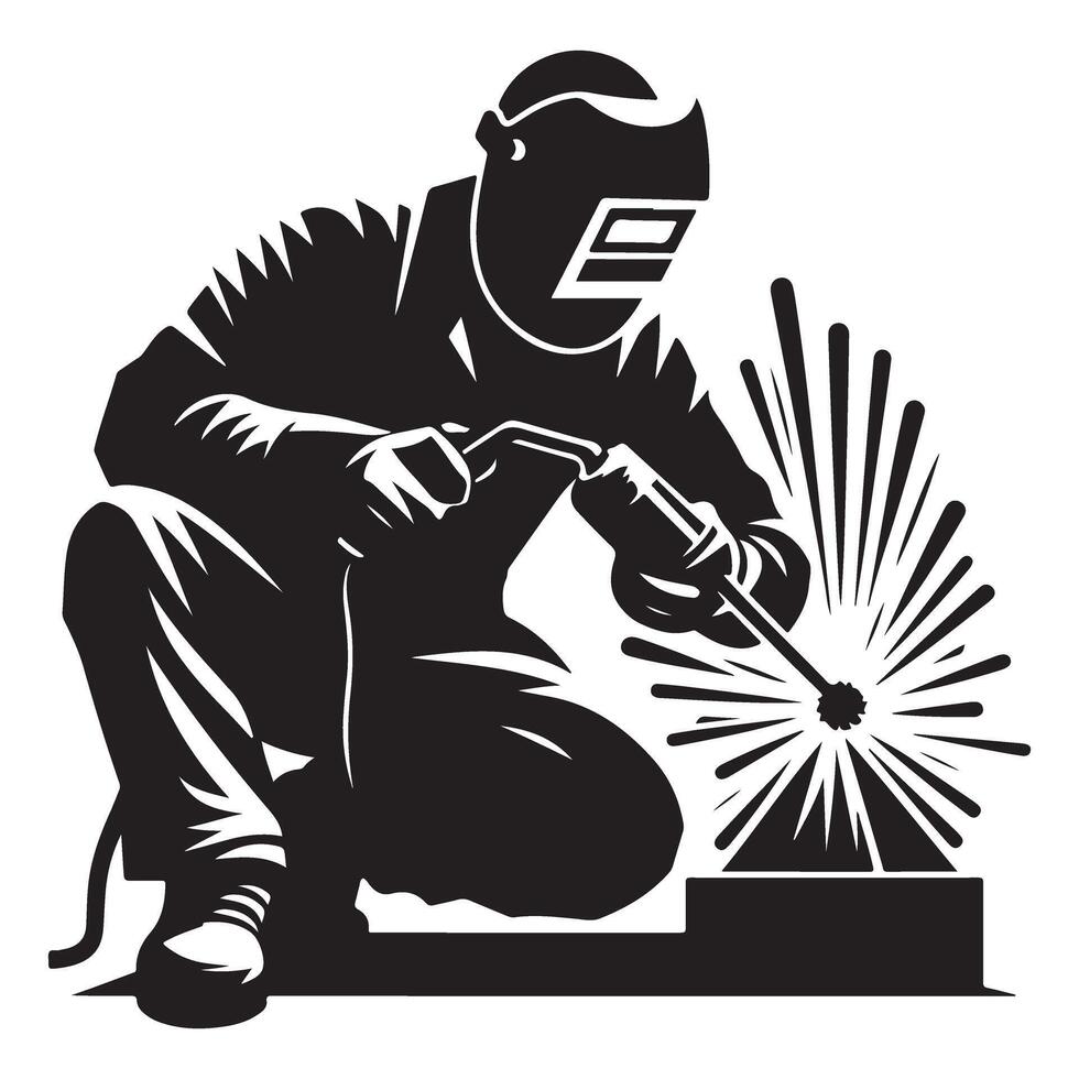 Welder Silhouette Illustration for Industrial and Manufacturing Use vector