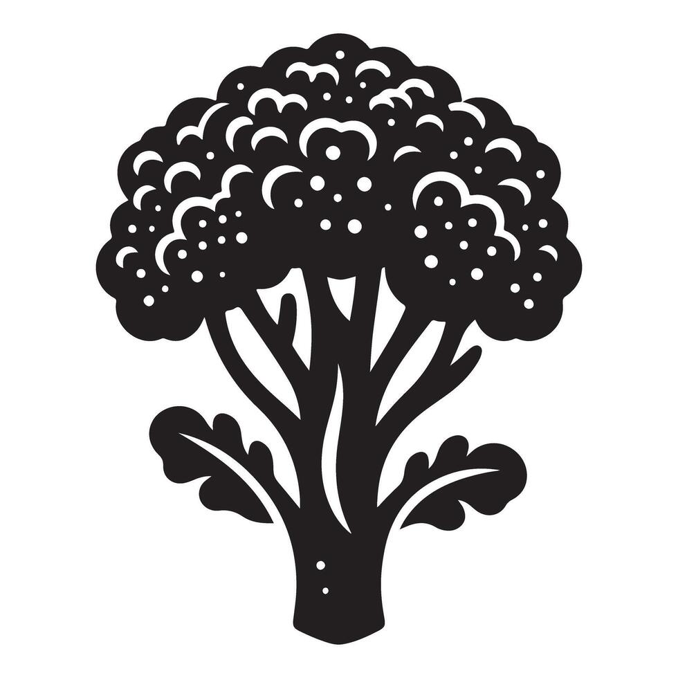 Black Broccoli Illustration Healthy Food Nutrition Vegetable Icon vector