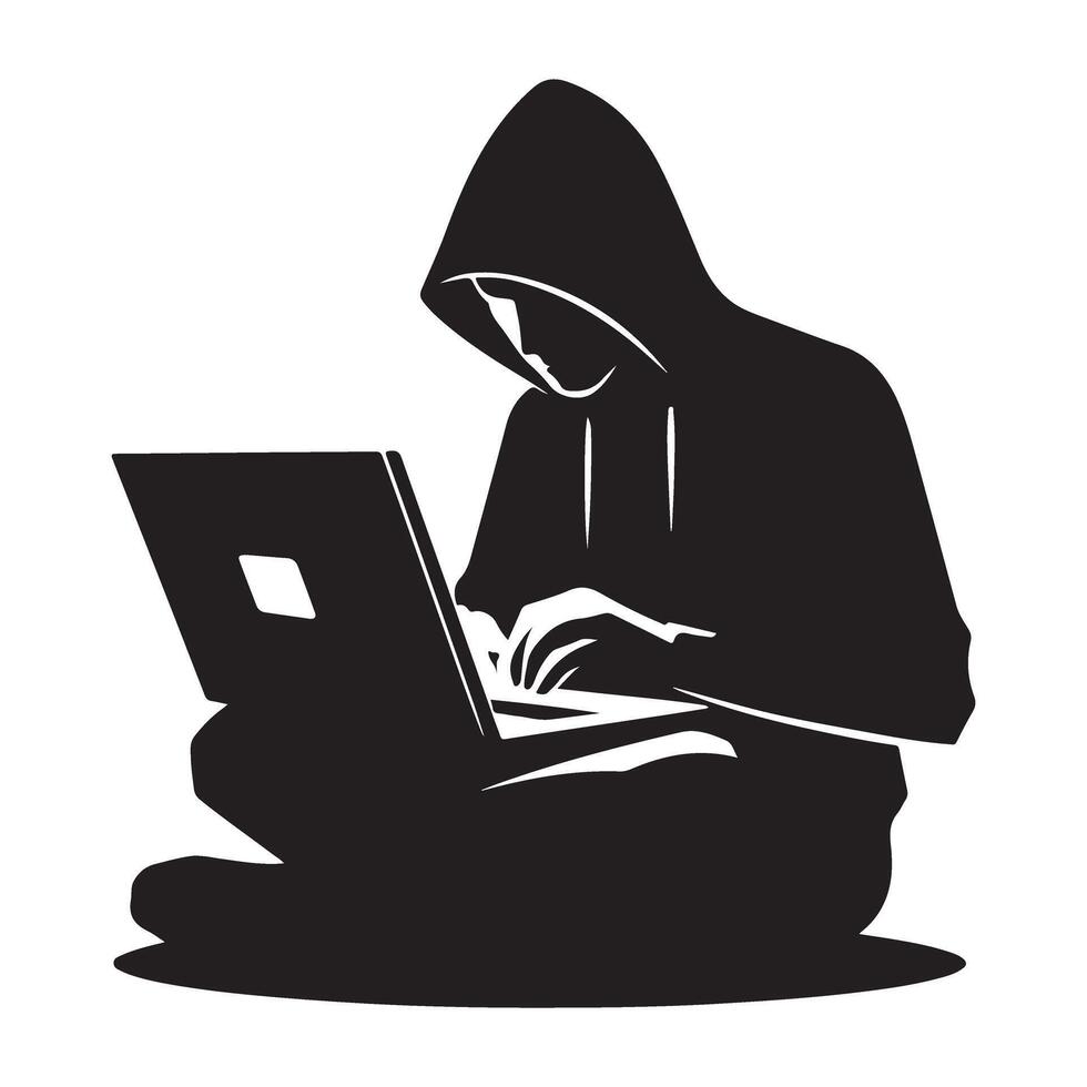 Hacker Silhouette Illustration Anonymous Computer User Art Design vector