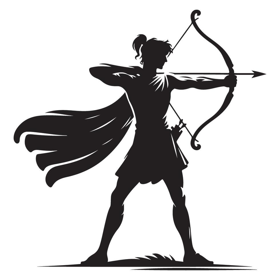 Dynamic Archer Silhouette Illustration Ready to Launch Arrow vector