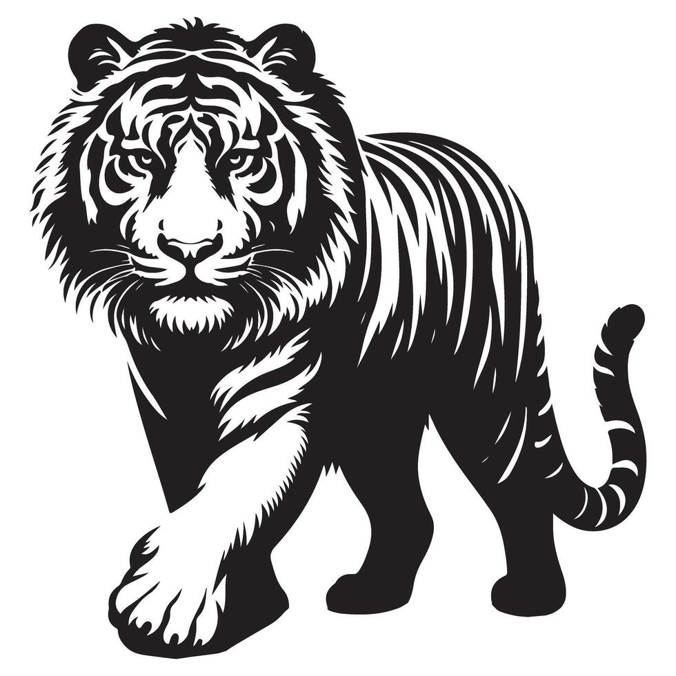 Majestic tiger illustration powerful striped wild animal design vector