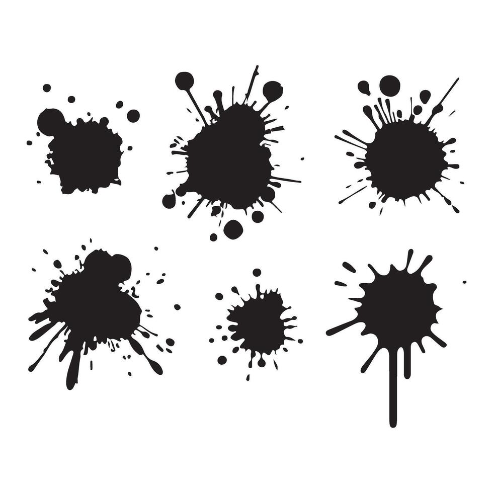 Splatter Ink Illustration Assortment of Black Paint Splashes vector