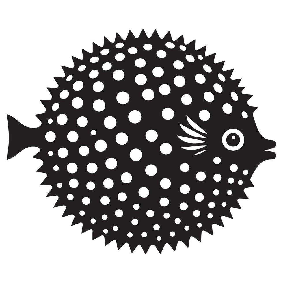 Pufferfish Silhouette Image for Marine Life Illustrations vector