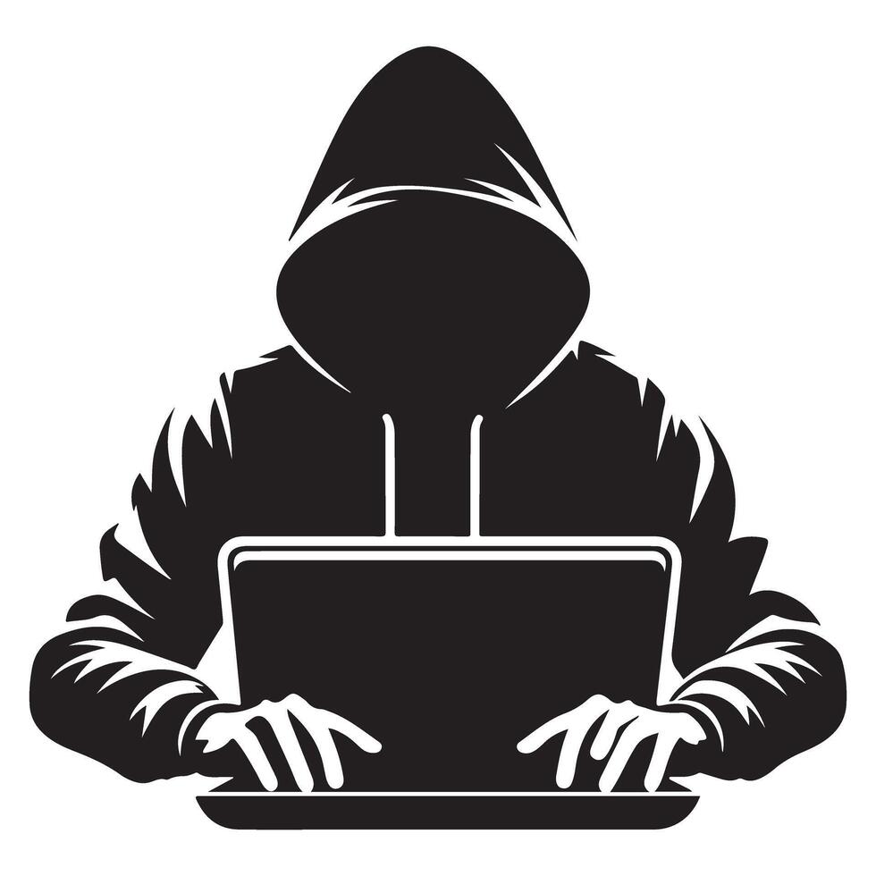 Hacker Silhouette Illustration Design for Cybersecurity Concepts vector