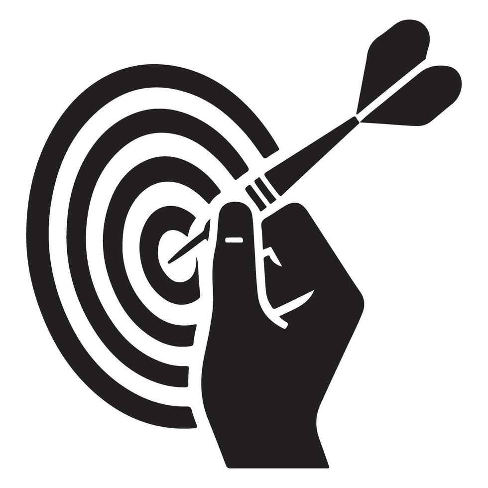 Dart in Target Silhouette Precision Accuracy Game Sport Aim Skill vector