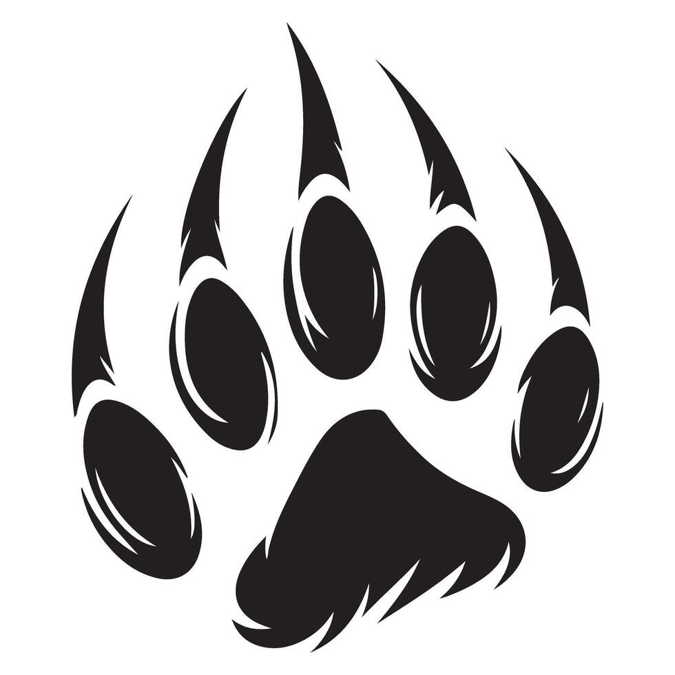 Bear Paw Print Silhouette Wildlife Tracking Nature Animal Sign vector