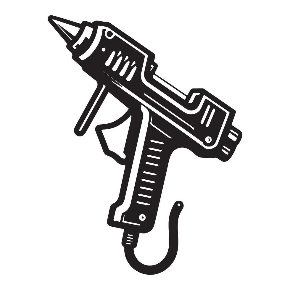 Silhouette image of glue gun illustration for crafts vector