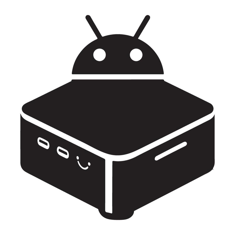Sleek android tv box silhouette graphic design vector