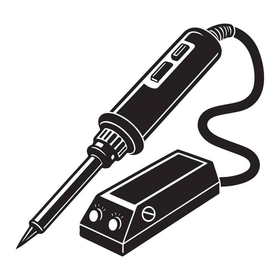 Soldering Iron Station Silhouette Illustration for Electronics Work vector